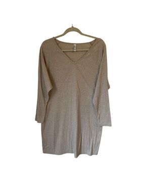 Weaczzy Women’s Long Sleeve Oversized Tunic Dress Light Tan Size Medium